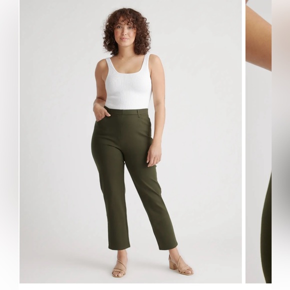 EUC Quince Olive Ultra Stretch Ponte Straight Leg 4-Pocket Pants - Picture 2 of 16